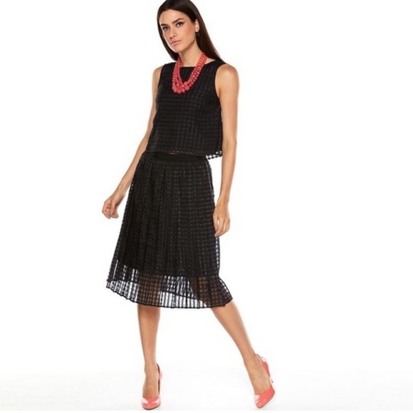 Elle Dresses & Skirts - Elle black pleated windowpane skirt